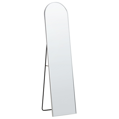 Stehspiegel Silber mit dekorativem Rahmen 36 x 150 cm Oval Industriestil Ganzkörper für Ecke Schlafzimmer Garderobe Bad 