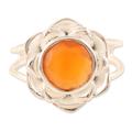 'Faceted Two-Carat Carnelian Lotus Cocktail Ring from India'