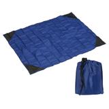 55x39 Inch Nylon Beach Blanket Waterproof Picnic Mat w Bag Dark Blue - Dark Blue + Black