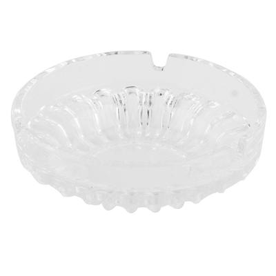 Hotel Home Office Glass Round Cigarette Ash Holder Ashtray Clear 10.7cm Dia