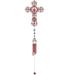 Q-Max 38" Long Pink Cross Wind Chime with Copper Gem