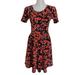 Lularoe Dresses | Lularoe Amelia Floral Fit Flare Midi Dress S Black Poppy Boho | Color: Blue | Size: S