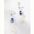 Anthropologie Jewelry | Anthropologie Ornate Blue Drop Earrings | Color: Blue/White | Size: Os