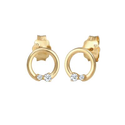 Elli DIAMONDS - Kreis Geo Diamanten (0.04 ct.) Edel 585er Gelbgold Ohrringe 1 ct Damen