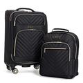 KENNETH COLE Reaction Chelsea 20" Polyester-Twill Expandable, Black, 2pc Bundle (Carry On+Backpack), Chelsea Luggage Chevron