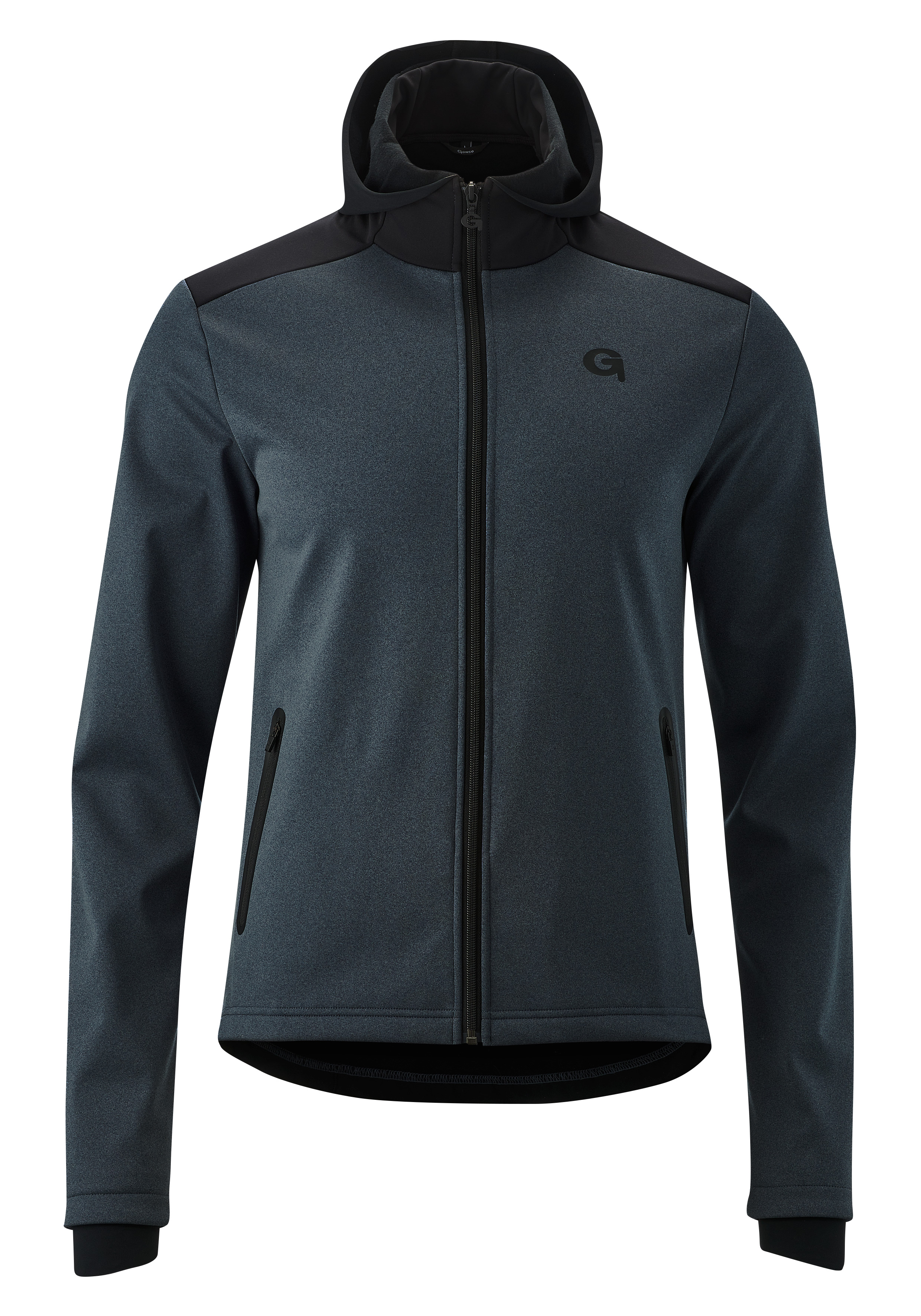 Radtrikot GONSO "Travo", Herren, Gr. XXL, grau (anthrazit), 100% Polyester, hoch geschlossener Ausschnitt, Trikots, Herren Softshell-Hoodie, Windjacke winddicht und atmungsaktiv Image