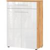 Schuhschrank GERMANIA "Aledo", weiß (navarra, eiche, nachbildung, weiß), B:75cm H:110cm T:41cm, Spanplatte, MDF, Schränke, mit Platz für bis zu 15 Paar Schuhe, Fronten in Hochglanz