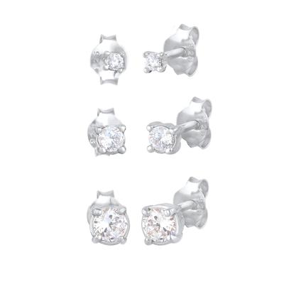 Elli - Elli Ohrringe Stecker Zirkonia Basic 3er Set 925 Silber 1 ct Damen Image