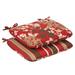 Pillow Perfect Outdoor Red/ Brown Floral/ Striped Rounded Reversible Seat Cushions (Set of 2)