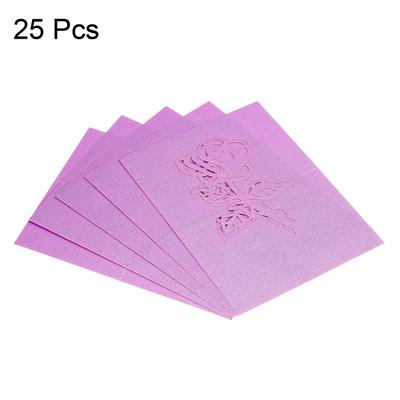 Table Name Place Cards,25Pcs Rose Cut Design Blank Card Purple