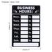 Business Hour Sign PVC Self Adhesive Operation Hour Sticker Door Decor