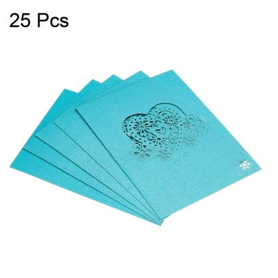 Table Name Place Cards,25Pcs Hollow Heart Shape Cut Design Blank Card Blue