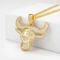 Hip Hop-Collier pendentif tête de taureau pour homme collier de cow-boy créatif bijoux punk rock