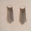 Anthropologie Jewelry | Beaded Fringe Hoop Closure Statement Earrings | Color: Gold/Silver | Size: Os