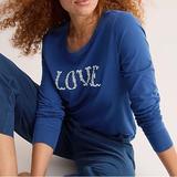 J. Crew Tops | J Crew Broken-In Jersey "Love" Long-Sleeve T-Shirt Crew Neck In Navy Blue | Color: Blue | Size: M