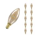 Crompton Lamps LED Candle 2.5W SES-E14 Dimmable Spiral Filament (10 Pack) (15W Equivalent) 2200K Extra Warm White Antique Bronze 200lm SES Small Screw E14 Vintage Edison Multipack Light Bulbs