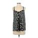 LC Lauren Conrad Sleeveless Blouse: V Neck Covered Shoulder Black Floral Tops - Women's Size Small
