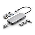 NOVOO Mulitport USB C Hub Adapter USB C auf USB x 4, 100 W PD Ladeanschluss, 4 K HDMI, RJ45 Ethernet, 7 in 1 USB C Adapter kompatibel mit MacBook Pro MacBook Air NVHUB1R7PDNS