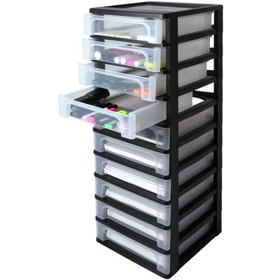 Kunststoff Schubladenbox mit 10 tiefen Schubladen, Schwarz, Easy-Pull-System, A4, A5 & A6 Format, Image