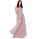 Maya Deluxe Damen Maya Deluxe Maxi Evening Dress Women's Elegant for Wedding With V-neck Tulle Dress Women's With Bow Brautjungfernkleid, Frosted Pink, 52 EU