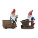 Gnome w/ Wheelbarrow and Wagon (Set of 2) - 7 x 3.75 x 8.25; 6.5 x 5.25 x 9