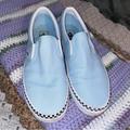 Vans Shoes | Baby Blue Slip-On Vans | Color: Blue/White | Size: 10.5