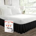 SGI Luxurious 18 Inch (45cm) Drop Double Size Black Solid Double Brushed Microfiber Bed Skirt, Split Corner Ruffled Style, Fade & Wrinkle Resistant, Easy Fit