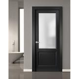 Slab Door - Barn Door - SARTODOORS Lucia Frosted Glass Wood Standard Slab Door Wood in Brown/Green | 80 H x 18 W x 1.56 D in | Wayfair LUCIA22S-BLK