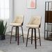Wade Logan® Aubriannah Counter Height Bar Stools Set Of 2 PU Leather Swivel Barstools w/ Footrest & Tufted Back | Wayfair