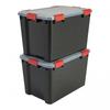 Iris Ohyama - Luftdichte Kunststoff-Aufbewahrungsboxen mit Deckel, 70L, 2er-Set, Schwarz,