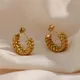 Boucles d'oreilles fantaisie haut de gamme sans ternissement plaqué or 18k en acier inoxydable