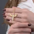 Collier pendentif en acier inoxydable pour femme croix Christianit ailes d'ange épée long