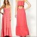 Free People Dresses | Free People Red/Pink Prairie Open Back Button Front Maxi Dress Size Xs 975119105 | Color: Pink/Red | Size: Xs