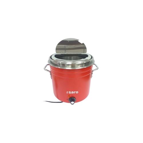 Saro Retro Suppenkessel rot 10,4 Liter, ø34,5cm, Suppenwärmer, Suppentopf, Suppenstation, Thekenkessel, Partytopf, Edelstahl, Suppe