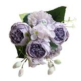 WEPRO 5 Bundles Artificial Peony Flowers Rose Home Party Wedding Decorative Roses Bouquet