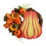 12 Inch Autumn Hydrangea Pumpkin and Sunflower Artificial Fall Wreath for Front Door Fall Thanksgiving Decorations