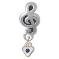 Mini Blue Birthday Crystal Heart - Clef Note Charm Bead