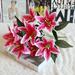 Fulijie Silk Flowers Clearance Artificial Lilies Wedding Flower Tree Artificial Plants and Flowers 10 Heads Artificial Fake Silk Lilies Flower Bridal Bouquet Wedding Party Decor