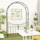 Red Barrel Studio® Cynia 55.25" W x 14" D Iron Arbor w/ Gate Metal in Black | 86 H x 55.25 W x 14 D in | Wayfair 53978F99D43C4289B21C679C4F6E8E66