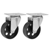 ANMINY Heavy Duty Industrial Cast Iron Swivel Plate Caster Set Of 2 | 4 H x 3.7 W x 2.5 D in | Wayfair 09FTS0039CBK