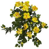 Nearly Natural 24 Hibiscus Hanging Plastic Artificial Plant (Set of 2) Yellow