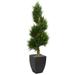 Nearly Natural 5.5ft. Cypress Spiral Artificial Tree in Black Wash Planter UV Resistant (Indoor/Outdoor)