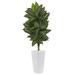 Nearly Natural 4 Plastic Zebra Artificial Plant in White Tower Planter