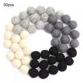 Natural Wool Felt Balls 50 Pom Poms in Neutral Earth Tones Including Grays and Blacks for Crafts Garland & Decor
