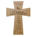 LifeSong Milestones 4th Wedding Anniversary Maple Wood Wall Cross Gift for Couple