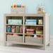 Martha Stewart Crafting Kids Double Open Storage - Bedford Gray: Children s Wooden Arts and Crafts Supply Organizer with Fabric Bins