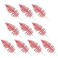 10Pcs Artificial Leaf Realistic Wide Usage Plastic Christmas Decoration Hollow Class Simulation Fake Leaf for Home Red Pla