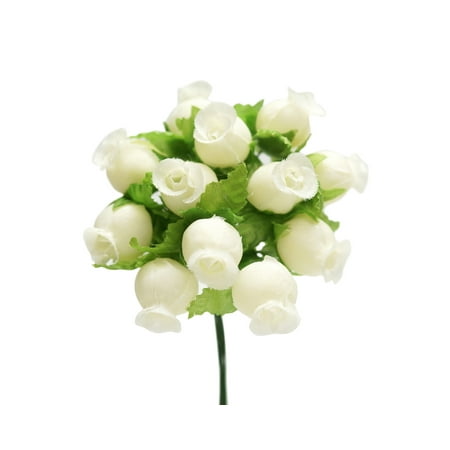 Ivory Artificial Silk Flower Roses - 12 Mini Bouquets of 12 Rosebuds 144 Rosebuds Total Wedding Reception Anniversary Bridal Shower