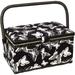 Sewing Basket with Floral Print Design - Sewing Kit Storage Box with Removable Tray Built-in Pin Cushion and Interior Pocket - by Adolfo Design (Large - 12 x 9 x 6 Butterfly Design