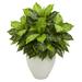 Nearly Natural Plastic 28 Dieffenbachia Artificial Plant in White Planter Green